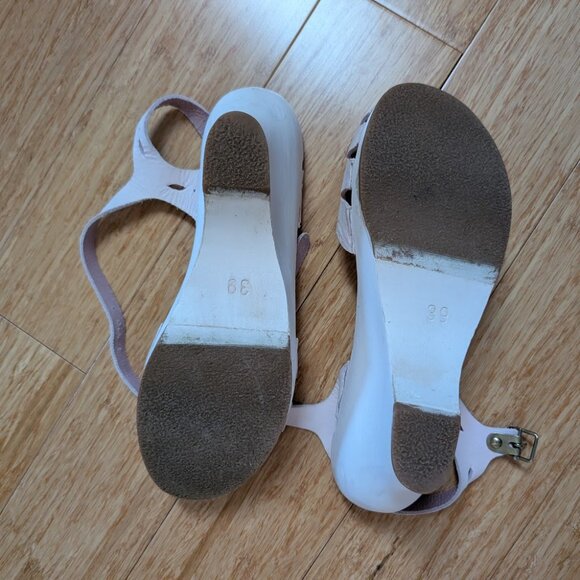 Swedish Hasbeens Pale Pink Wedge Sandals, Sz 39 - Picture 4 of 4